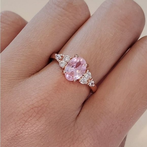 Intro Sale! Pink Oval-Cut Center Stone Ring - Picture 3 of 3